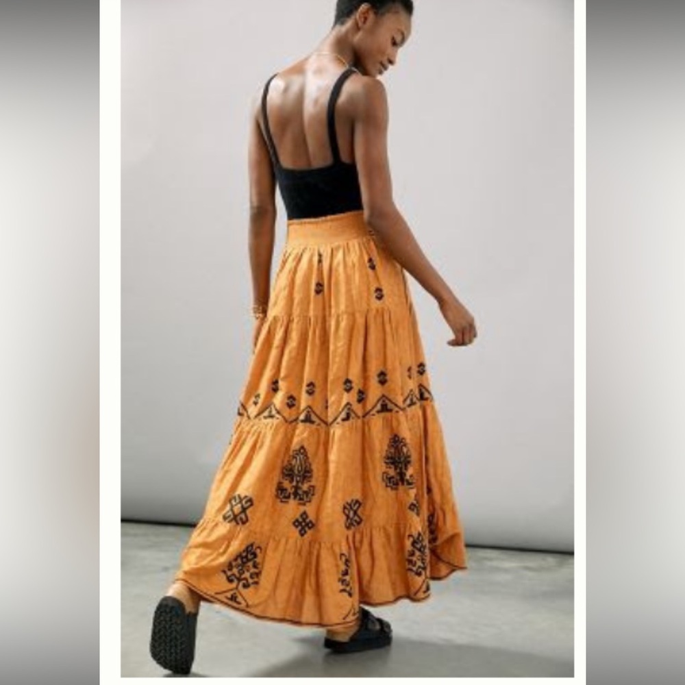 NWT ANTHROPOLOGIE MITRA EMBROIDERED MAXI SKIRT (Matching Tank Top available)